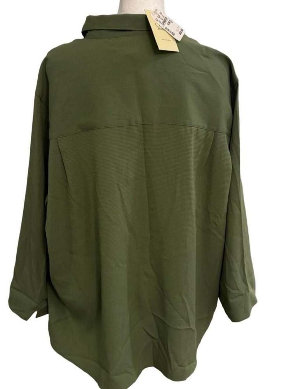 CJ Banks Green Long Sleeve Tunic Blouse Button Down Shirt Plus Size 16/18W 1X - Picture 2 of 7